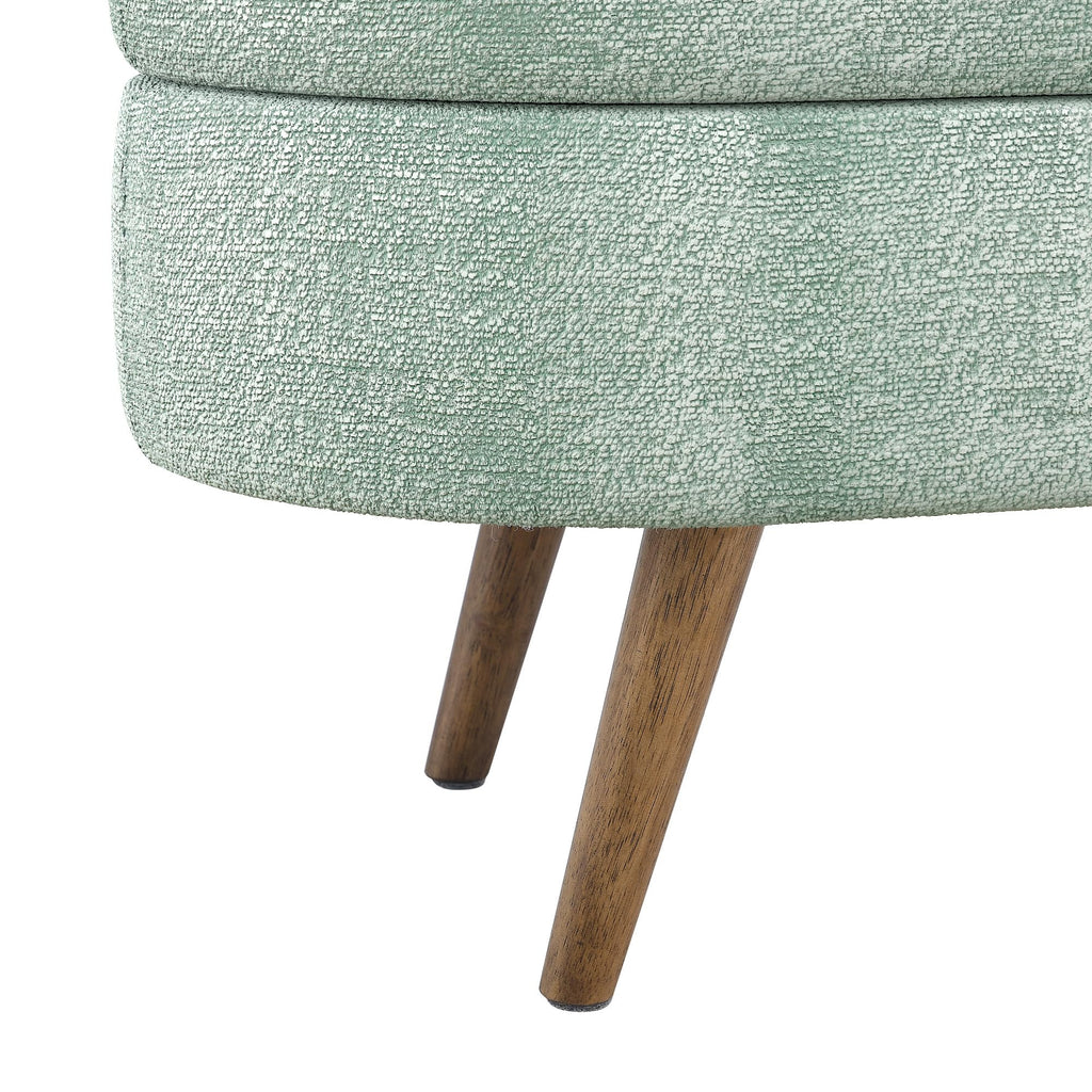 Oval Storage Bench with Rubber Wood Legs Gray Y520
