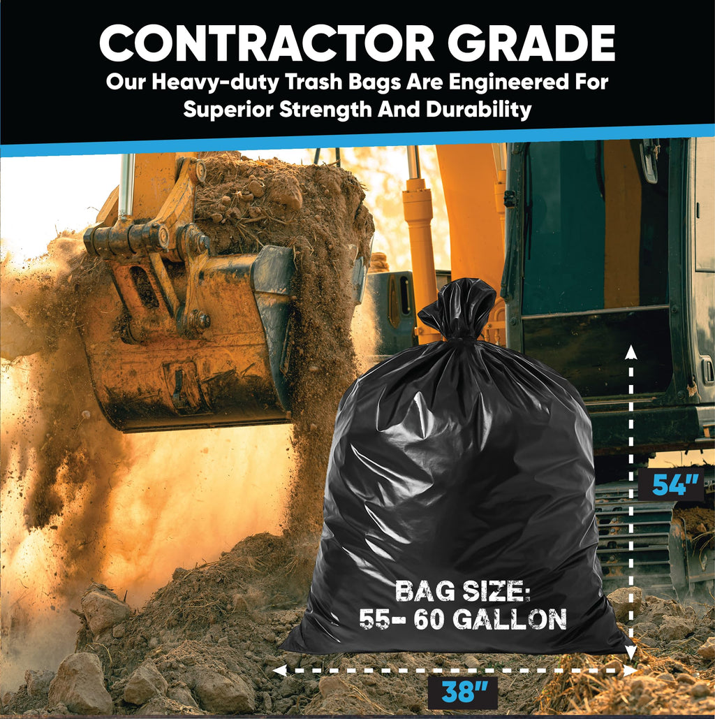 55 Gallon Heavy Duty Trash Bags 50 Count with Ties I71890