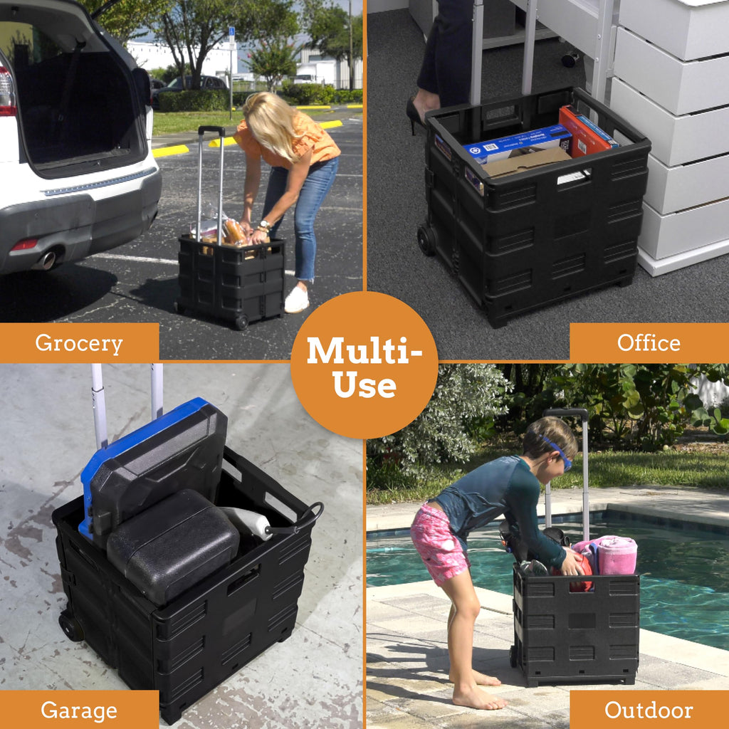 Collapsible 2 Wheel Utility Cart with Telescopic Handle, Black C2717