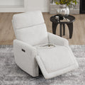 White Boucle Power Swivel Glider Recliner Chair P181